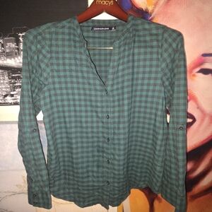 Calvin Klein Jeans Green and Black Checked Button-Down Shirt